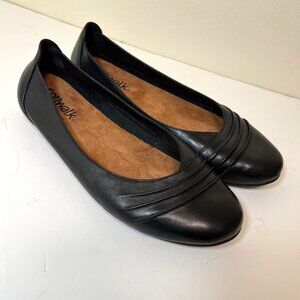 SoftWalk Ballerina Black Leather Comfort Flat Shoes 12W Women's  52158-001